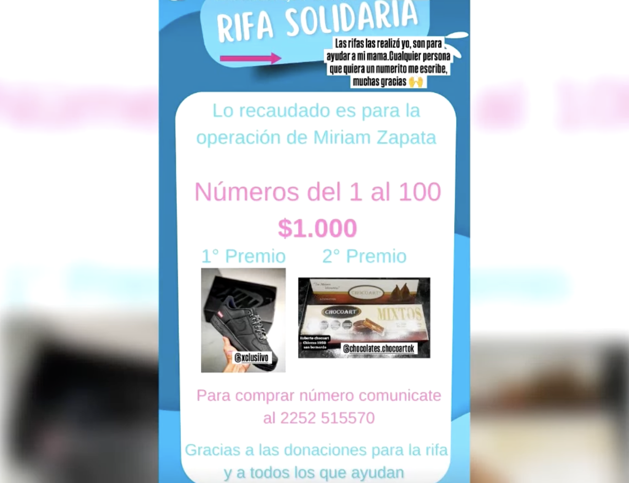 Miriam Zapata, vecina de San Clemente, tiene leucemia linfocita y están vendiendo rifas para cubrir los gastos de su operación